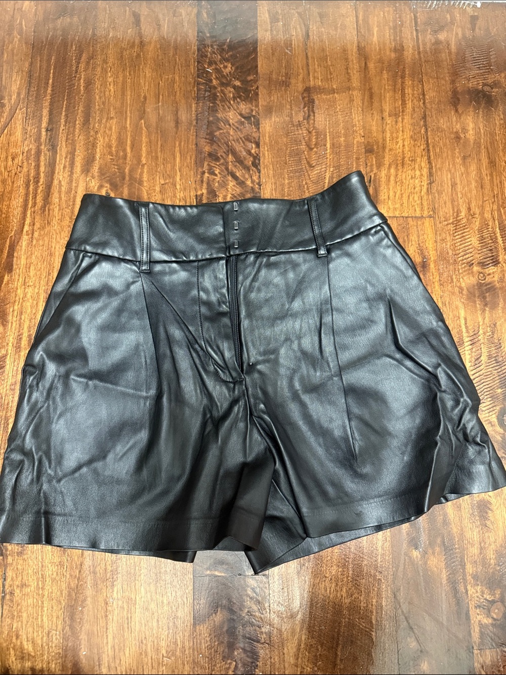 Express High-Waist Black Faux Leather Shorts